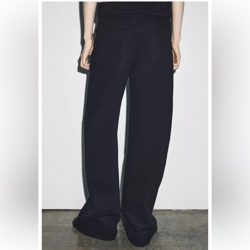 Zara NWT black denim jeans wide leg 100% cotton - Picture 4 of 10